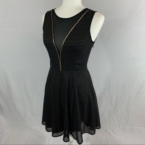 NWT | Express | Black Sleeveless Dress w/ Gold studs dress | Sz 0 - Picture 2 of 16